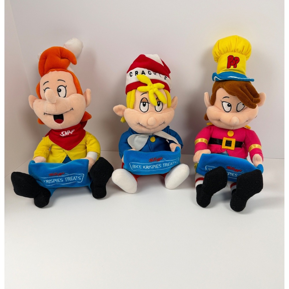 Vintage‎ 1999 Kellogg's Rice Krispies Snap Crackle Pop Plush Set of 3